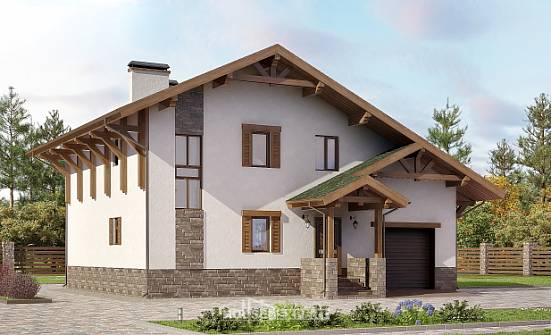 190-007-П Проект двухэтажного дома с мансардой, гараж, средний загородный дом из кирпича Новокуйбышевск | Проекты домов от House Expert