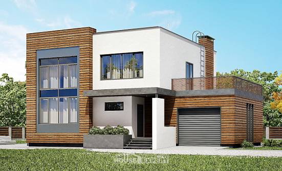 220-003-П Проект двухэтажного дома, гараж, современный дом из газосиликатных блоков Отрадный | Проекты домов от House Expert