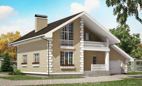 190-005-П Проект двухэтажного дома мансардой, гараж, современный домик из бризолита Жигулёвск | Проекты домов от House Expert