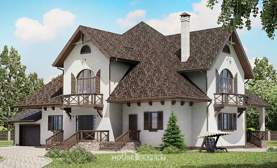 350-001-Л Проект двухэтажного дома мансардой, гараж, классический загородный дом из твинблока Жигулёвск | Проекты домов от House Expert