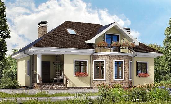 150-008-Л Проект двухэтажного дома мансардой, бюджетный коттедж из арболита Отрадный | Проекты домов от House Expert