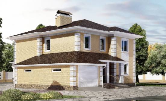 220-006-Л Проект двухэтажного дома, гараж, красивый коттедж из пеноблока Сызрань | Проекты домов от House Expert