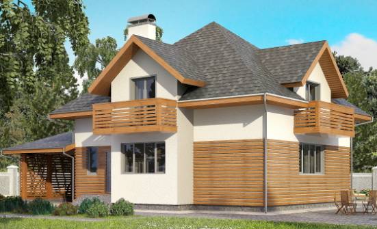 155-004-П Проект двухэтажного дома мансардный этаж, гараж, красивый загородный дом из арболита Новокуйбышевск | Проекты домов от House Expert