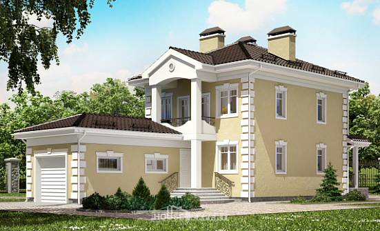 150-006-Л Проект двухэтажного дома, гараж, скромный загородный дом из твинблока Жигулёвск | Проекты домов от House Expert