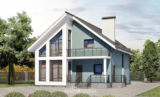 170-006-П Проект двухэтажного дома мансардой, недорогой коттедж из блока Самара | Проекты домов от House Expert
