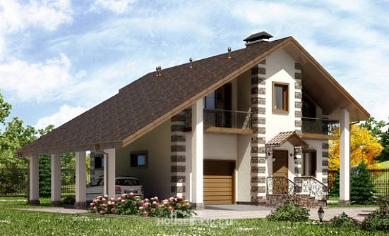 150-003-Л Проект двухэтажного дома мансардный этаж и гаражом, бюджетный коттедж из дерева Самара | Проекты домов от House Expert
