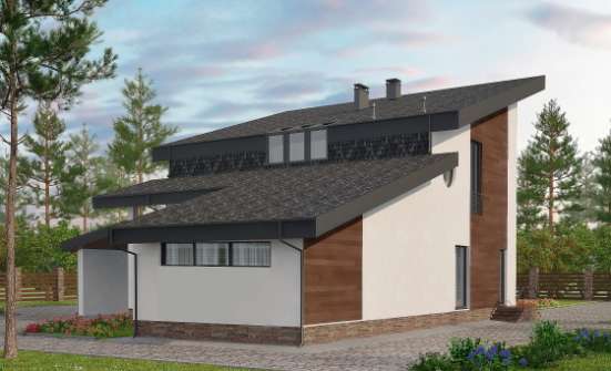 230-001-П Проект двухэтажного дома с мансардой, простой домик из кирпича Новокуйбышевск | Проекты домов от House Expert