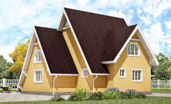 155-008-П Проект двухэтажного дома с мансардным этажом, уютный загородный дом из дерева Жигулёвск | Проекты домов от House Expert