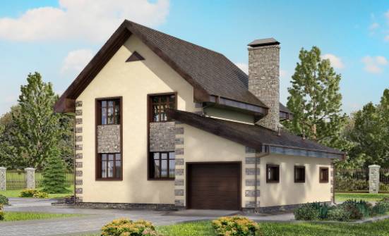 160-004-П Проект двухэтажного дома, гараж, недорогой загородный дом из газосиликатных блоков Жигулёвск | Проекты домов от House Expert