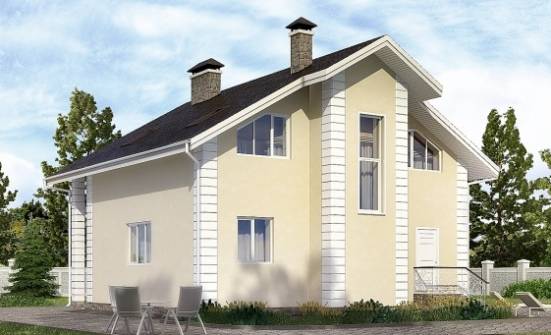150-002-Л Проект двухэтажного дома мансардой, гараж, недорогой домик из пеноблока Отрадный | Проекты домов от House Expert