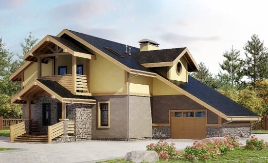 180-011-П Проект двухэтажного дома с мансардным этажом, гараж, классический дом из твинблока Сызрань | Проекты домов от House Expert