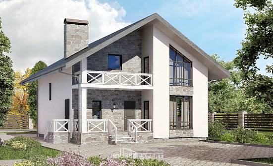 155-001-Л Проект двухэтажного дома с мансардой, гараж, простой загородный дом из теплоблока Жигулёвск | Проекты домов от House Expert