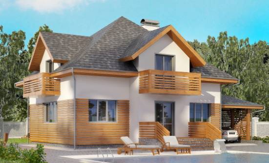155-004-П Проект двухэтажного дома мансардный этаж, гараж, красивый загородный дом из арболита Новокуйбышевск | Проекты домов от House Expert