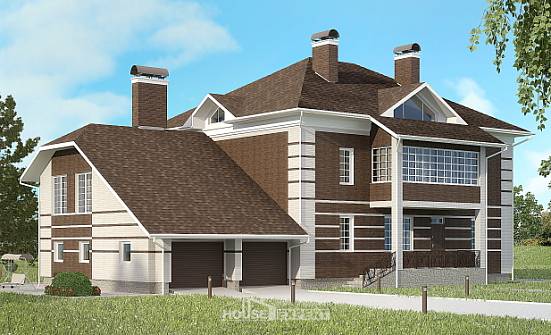 505-002-Л Проект трехэтажного дома, гараж, классический домик из кирпича Самара | Проекты домов от House Expert