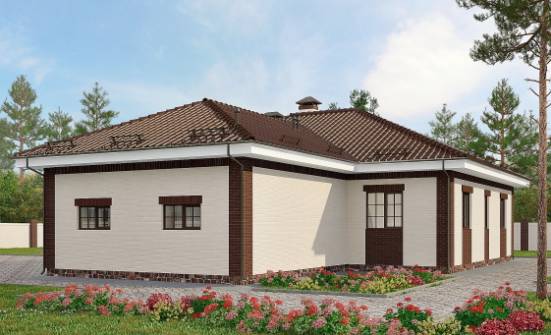 160-015-П Проект одноэтажного дома и гаражом, простой коттедж из поризованных блоков Новокуйбышевск | Проекты домов от House Expert