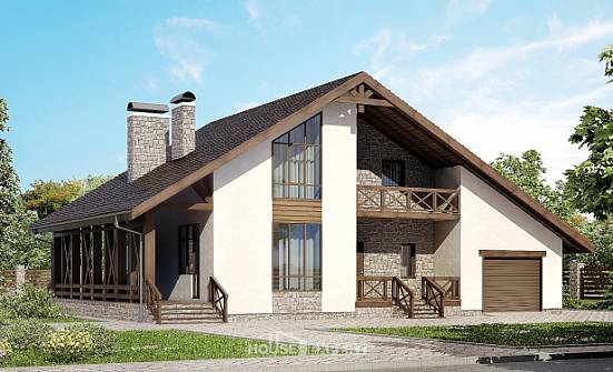 265-001-П Проект двухэтажного дома мансардой и гаражом, огромный дом из теплоблока Самара | Проекты домов от House Expert