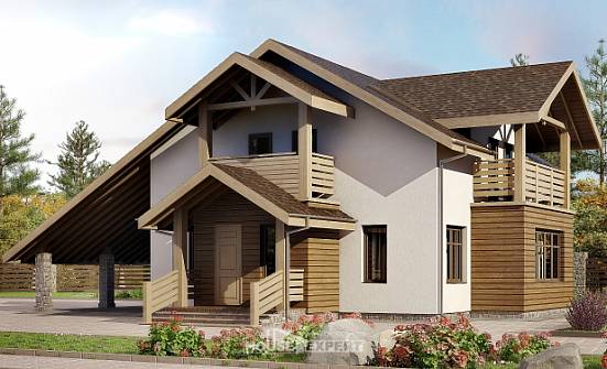 155-010-Л Проект двухэтажного дома с мансардой и гаражом, экономичный домик из твинблока Самара | Проекты домов от House Expert