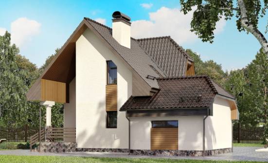 150-001-Л Проект двухэтажного дома с мансардой, гараж, недорогой дом из керамзитобетонных блоков Жигулёвск | Проекты домов от House Expert