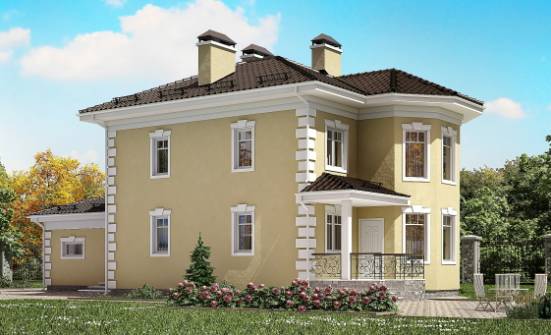 150-006-Л Проект двухэтажного дома, гараж, скромный загородный дом из твинблока Жигулёвск | Проекты домов от House Expert