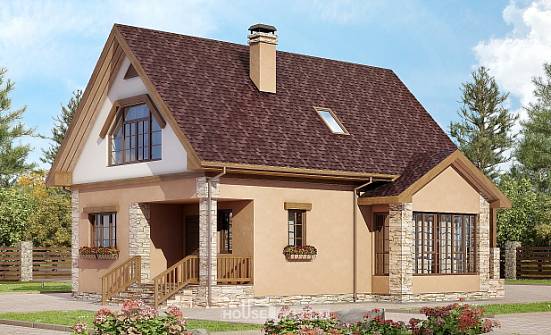140-002-П Проект двухэтажного дома мансардой, небольшой загородный дом из пеноблока Сызрань | Проекты домов от House Expert