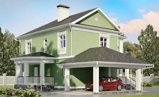 170-001-Л Проект двухэтажного дома и гаражом, небольшой коттедж из арболита Жигулёвск | Проекты домов от House Expert
