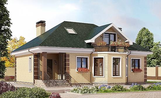 150-013-Л Проект двухэтажного дома с мансардой, современный домик из кирпича Новокуйбышевск | Проекты домов от House Expert