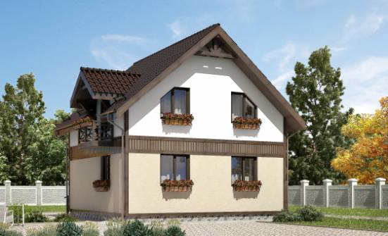 105-001-П Проект двухэтажного дома с мансардным этажом, бюджетный домик из газобетона Новокуйбышевск | Проекты домов от House Expert