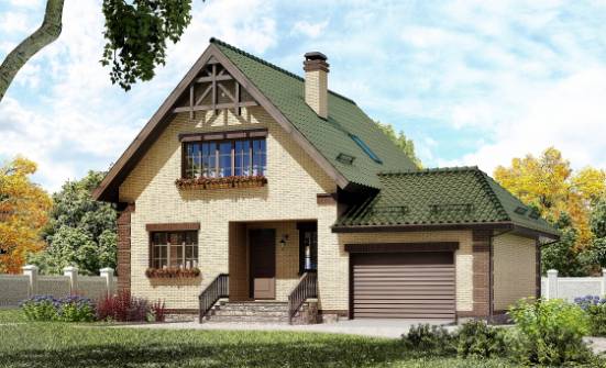 160-007-П Проект двухэтажного дома с мансардой и гаражом, бюджетный домик из поризованных блоков Сызрань | Проекты домов от House Expert