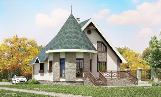 170-003-Л Проект двухэтажного дома мансардный этаж, простой дом из блока Жигулёвск | Проекты домов от House Expert