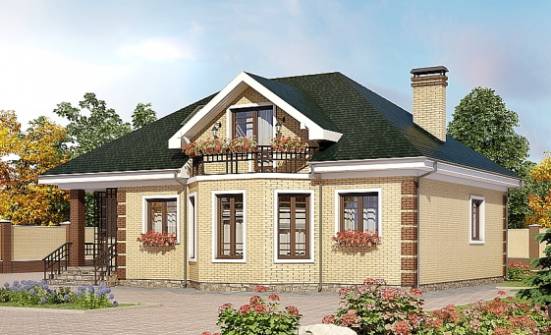 150-013-Л Проект двухэтажного дома с мансардой, современный домик из кирпича Новокуйбышевск | Проекты домов от House Expert