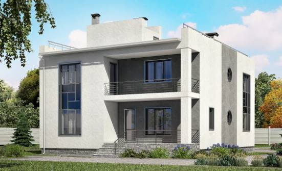 255-001-П Проект двухэтажного дома, гараж, красивый загородный дом из арболита Самара | Проекты домов от House Expert