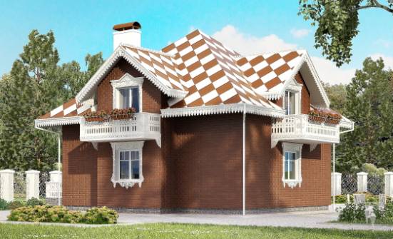 155-003-Л Проект двухэтажного дома с мансардным этажом, гараж, экономичный коттедж из пеноблока Новокуйбышевск | Проекты домов от House Expert