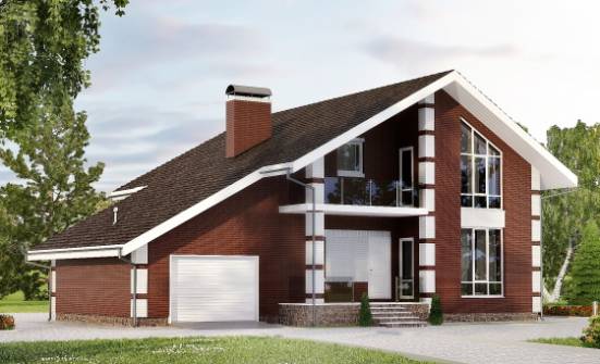 180-001-Л Проект двухэтажного дома мансардный этаж и гаражом, красивый коттедж из твинблока Сызрань | Проекты домов от House Expert