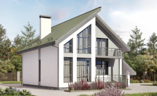 170-009-Л Проект двухэтажного дома с мансардой, гараж, современный домик из бризолита Отрадный | Проекты домов от House Expert