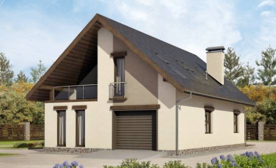 185-005-Л Проект двухэтажного дома мансардой, гараж, красивый домик из пеноблока Самара | Проекты домов от House Expert