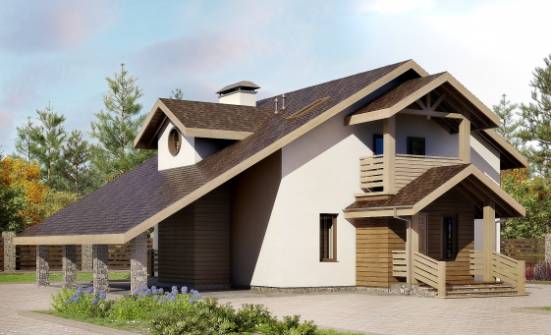 155-010-Л Проект двухэтажного дома с мансардой и гаражом, экономичный домик из твинблока Самара | Проекты домов от House Expert