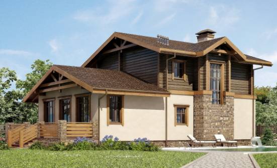 170-004-П Проект двухэтажного дома мансардой, гараж, бюджетный домик из блока из бревен Жигулёвск | Проекты домов от House Expert