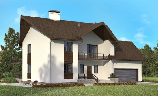 300-002-П Проект двухэтажного дома мансардный этаж, гараж, классический домик из поризованных блоков Сызрань | Проекты домов от House Expert