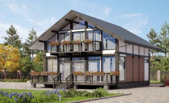 170-007-П Проект двухэтажного дома с мансардой, классический коттедж из дерева Новокуйбышевск | Проекты домов от House Expert