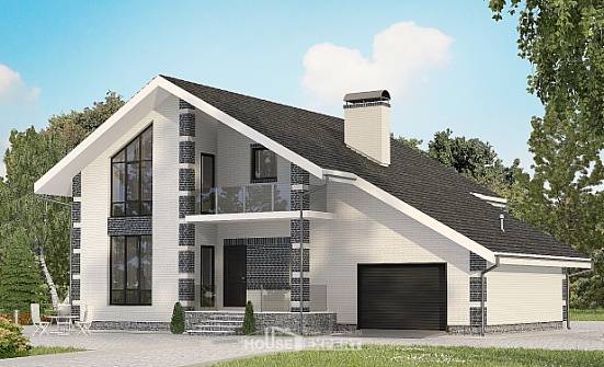 180-001-П Проект двухэтажного дома с мансардным этажом и гаражом, доступный домик из пеноблока Самара | Проекты домов от House Expert