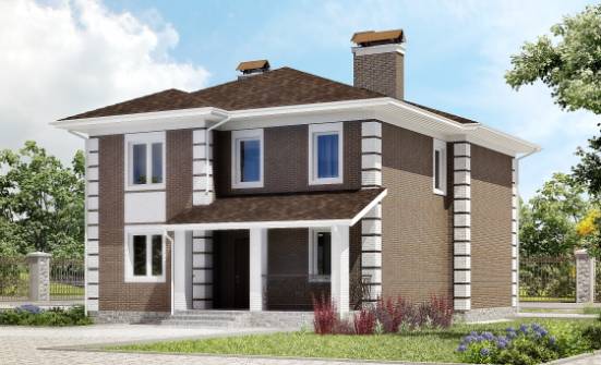 185-002-П Проект двухэтажного дома, современный коттедж из бризолита Новокуйбышевск | Проекты домов от House Expert
