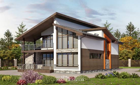 200-010-П Проект двухэтажного дома с мансардой, гараж, современный загородный дом из арболита Сызрань | Проекты домов от House Expert