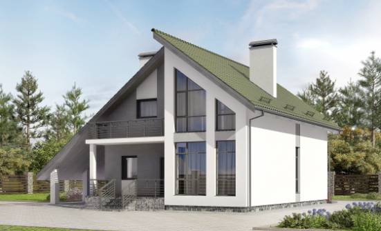 170-009-Л Проект двухэтажного дома с мансардой, гараж, современный домик из бризолита Отрадный | Проекты домов от House Expert