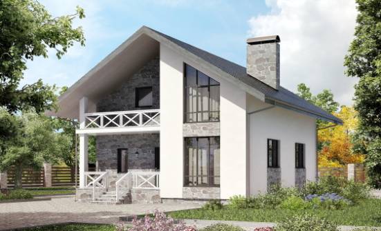 155-001-Л Проект двухэтажного дома с мансардой, гараж, простой загородный дом из теплоблока Жигулёвск | Проекты домов от House Expert