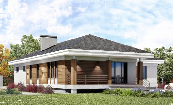 165-001-П Проект одноэтажного дома, гараж, современный коттедж из арболита Сызрань | Проекты домов от House Expert
