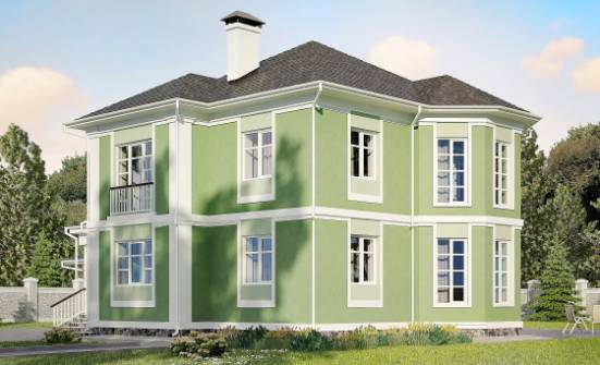 170-001-Л Проект двухэтажного дома и гаражом, небольшой коттедж из арболита Жигулёвск | Проекты домов от House Expert