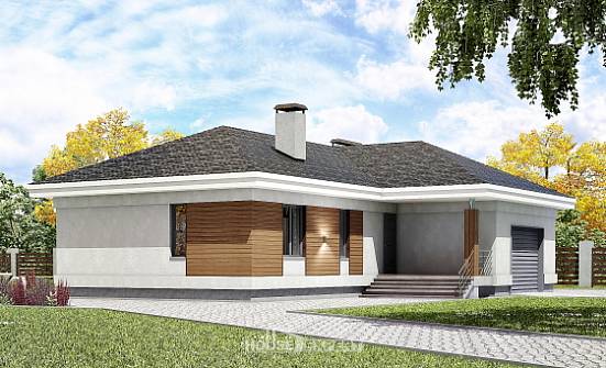 165-001-П Проект одноэтажного дома, гараж, современный коттедж из арболита Сызрань | Проекты домов от House Expert