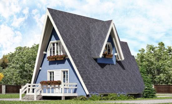 100-002-П Проект двухэтажного дома мансардой, бюджетный коттедж из бревен Самара | Проекты домов от House Expert