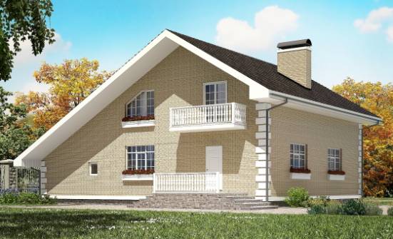 190-005-П Проект двухэтажного дома мансардой, гараж, современный домик из бризолита Жигулёвск | Проекты домов от House Expert