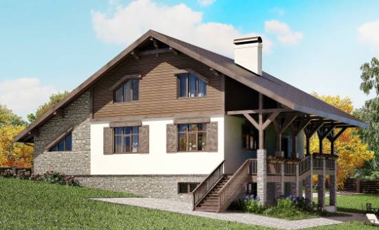 300-003-П Проект трехэтажного дома с мансардой, гараж, современный дом из кирпича Сызрань | Проекты домов от House Expert